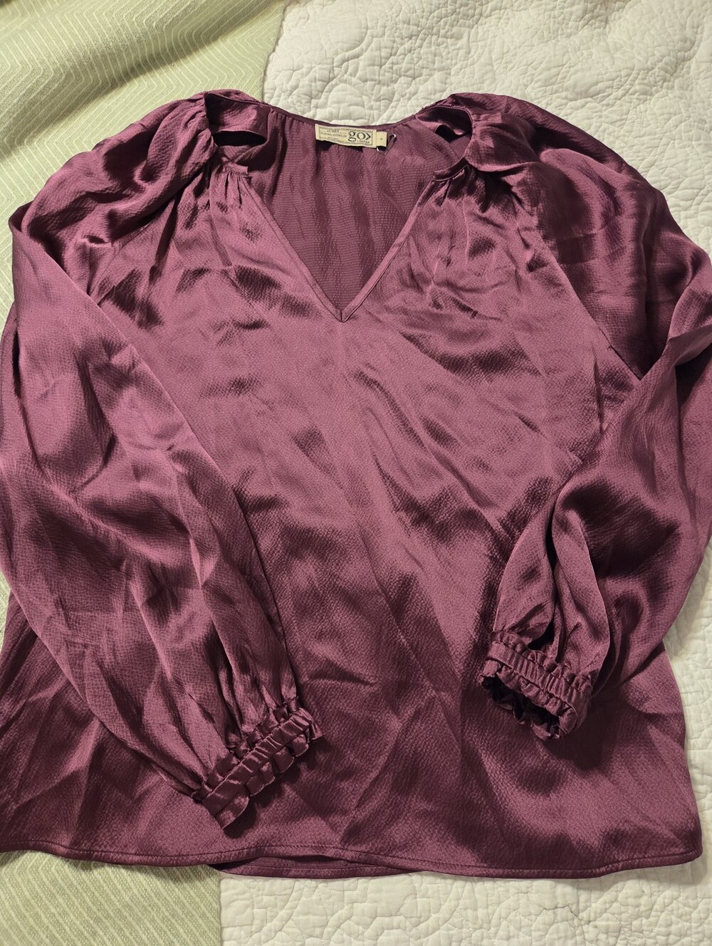 GO BY GO SILK foldover top Mulberry Size Small NWOT